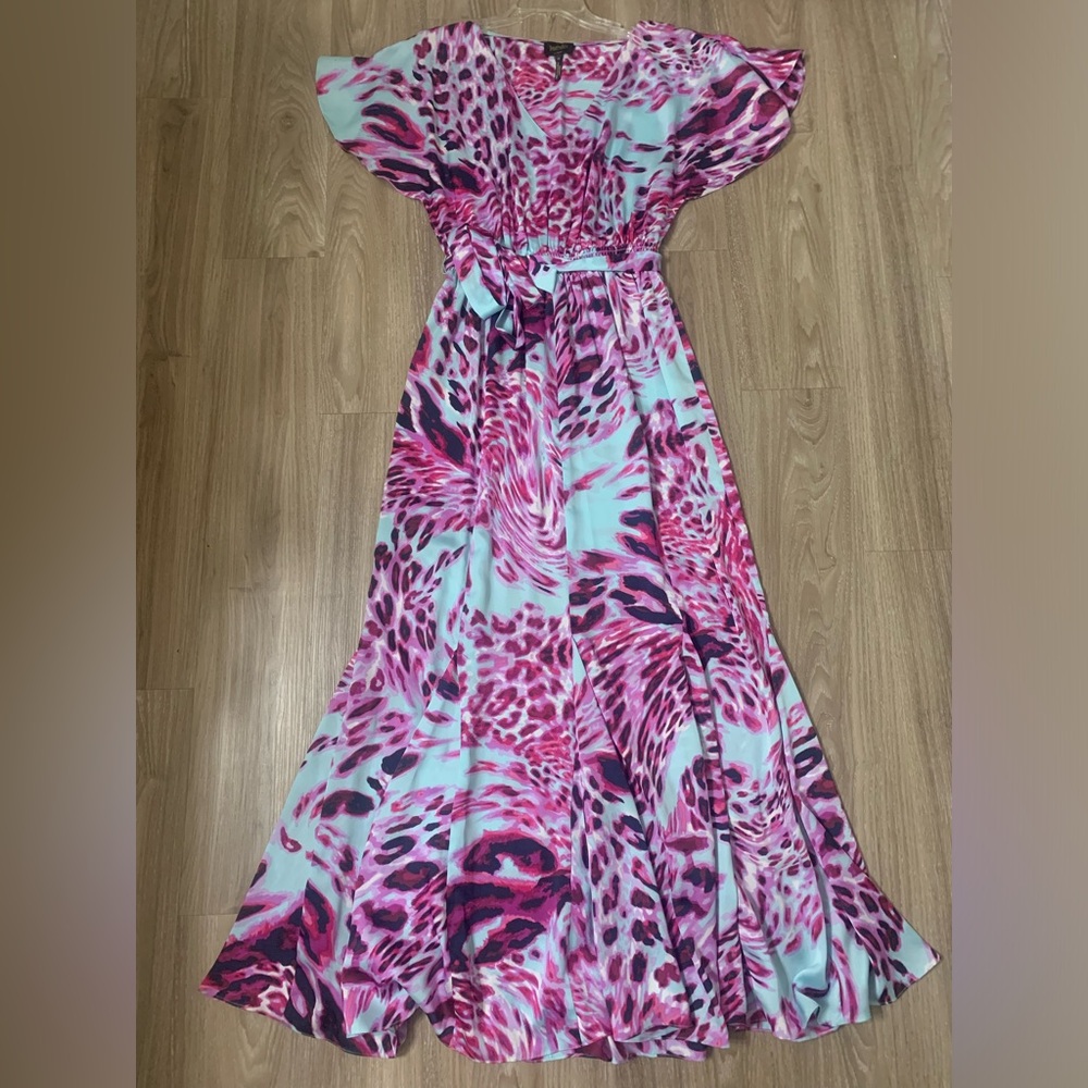 Laundry By Shelli Segal Pink and Blue Patterned Dress